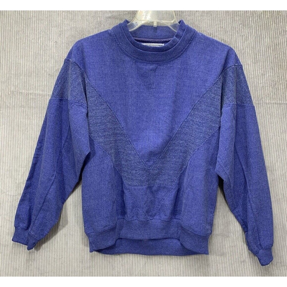 Vintage Huk-A-Poo Mens Sweatshirt Large Purple Chevron Crewneck Made Taiwan